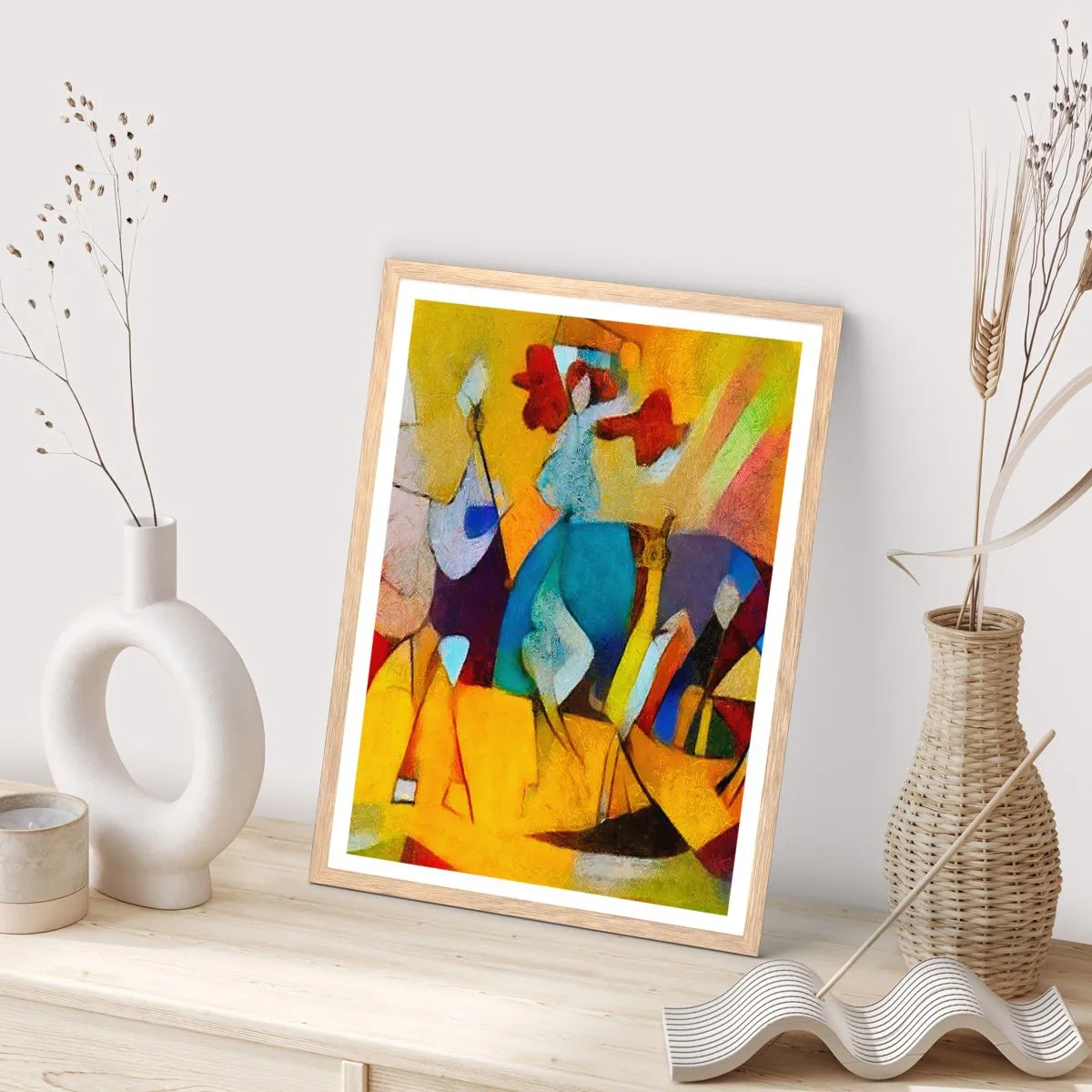 Poster in light oak frame - Sun -Life - Happiness - 61x91 cm