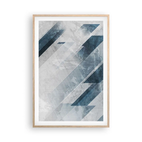Poster in light oak frame - Spacial Composition - Movement of Greys - 61x91 cm