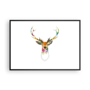 Poster in black frame - Deer Bathed in Colour - 100x70 cm