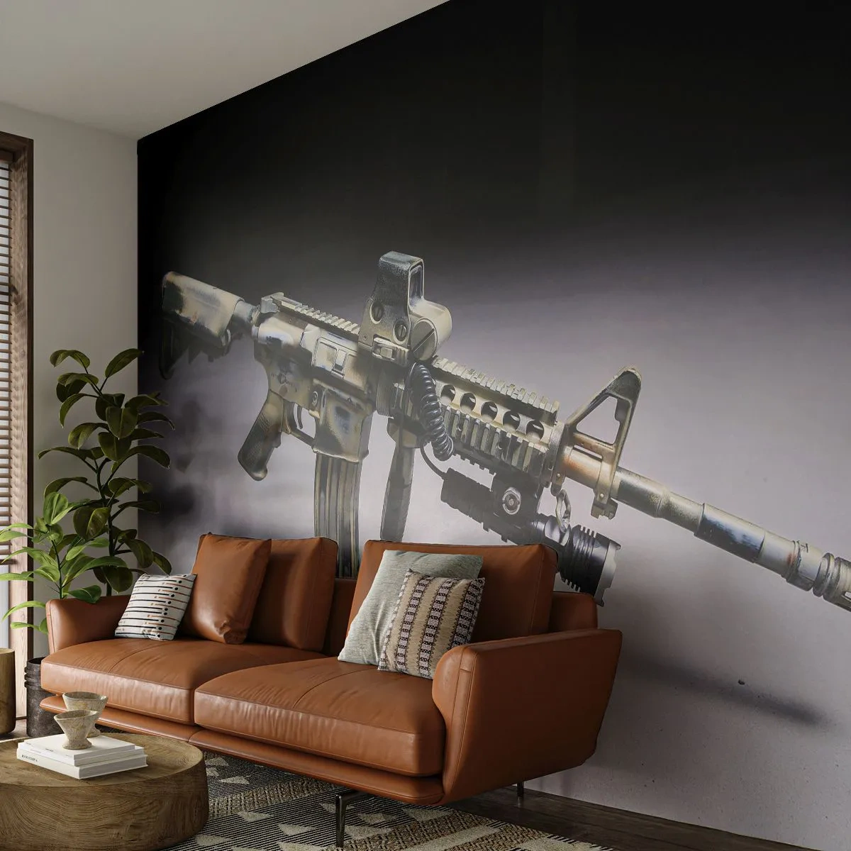 Photo Wallpaper Premium Canvas - Always Fierce - Military, Rifle, Weapon - 450x315 cm
