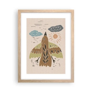 Poster in light oak frame - Joyful Flight - 30x40 cm