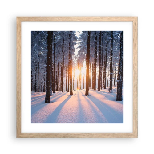 Poster in light oak frame - Clearly Black on White - 40x40 cm