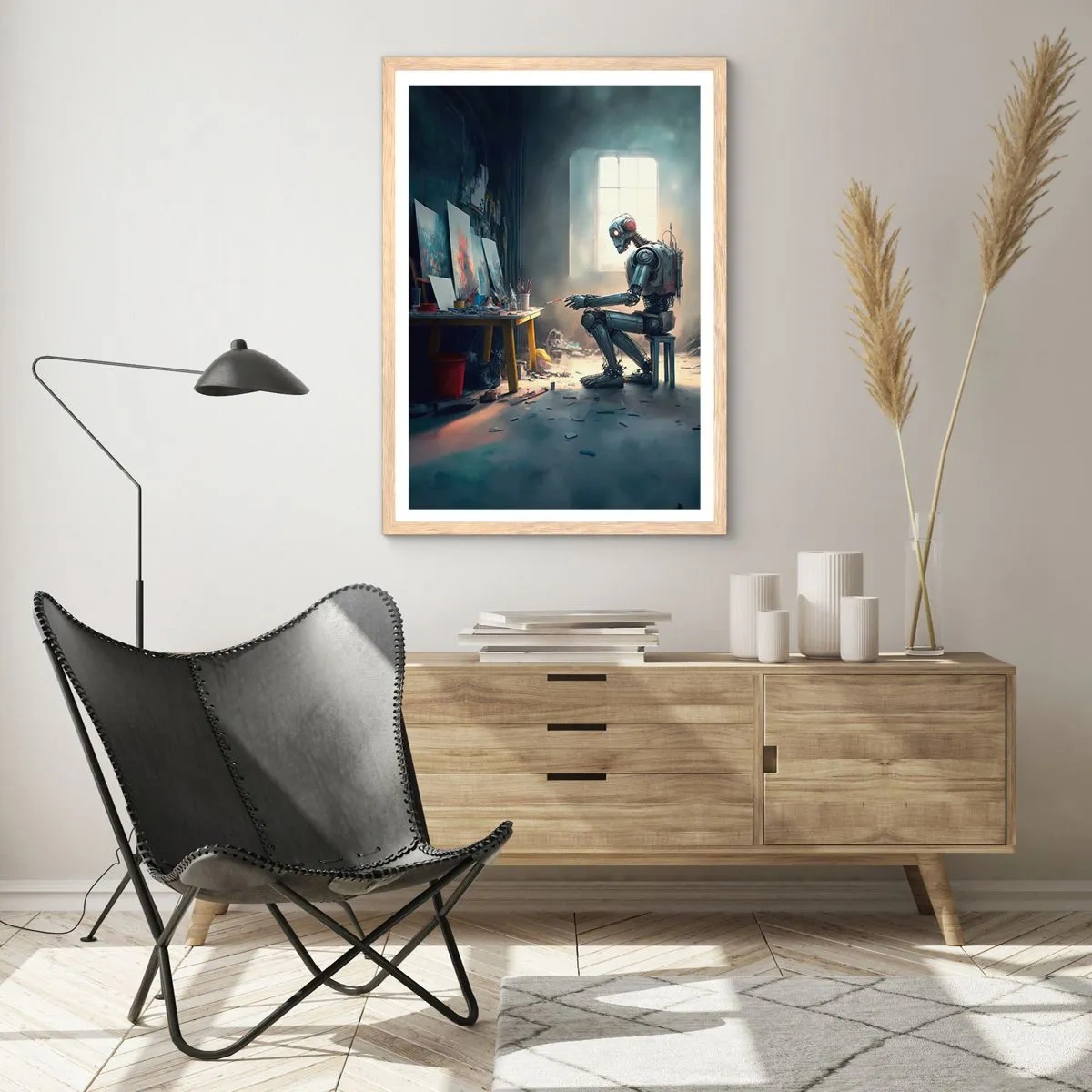 Poster in light oak frame - Act of Creation - 70x100 cm