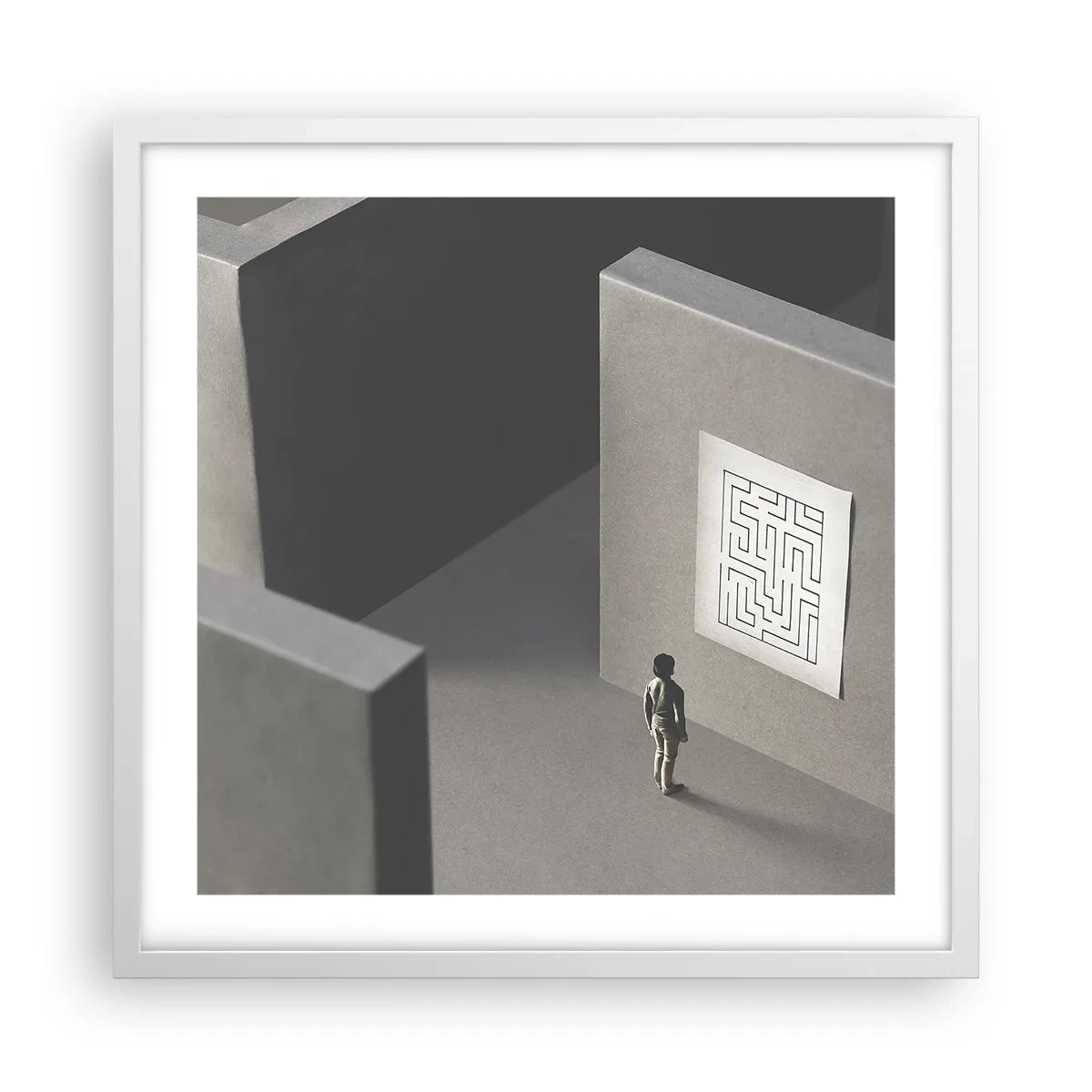 Poster in white frmae - But Where Am I? - 50x50 cm