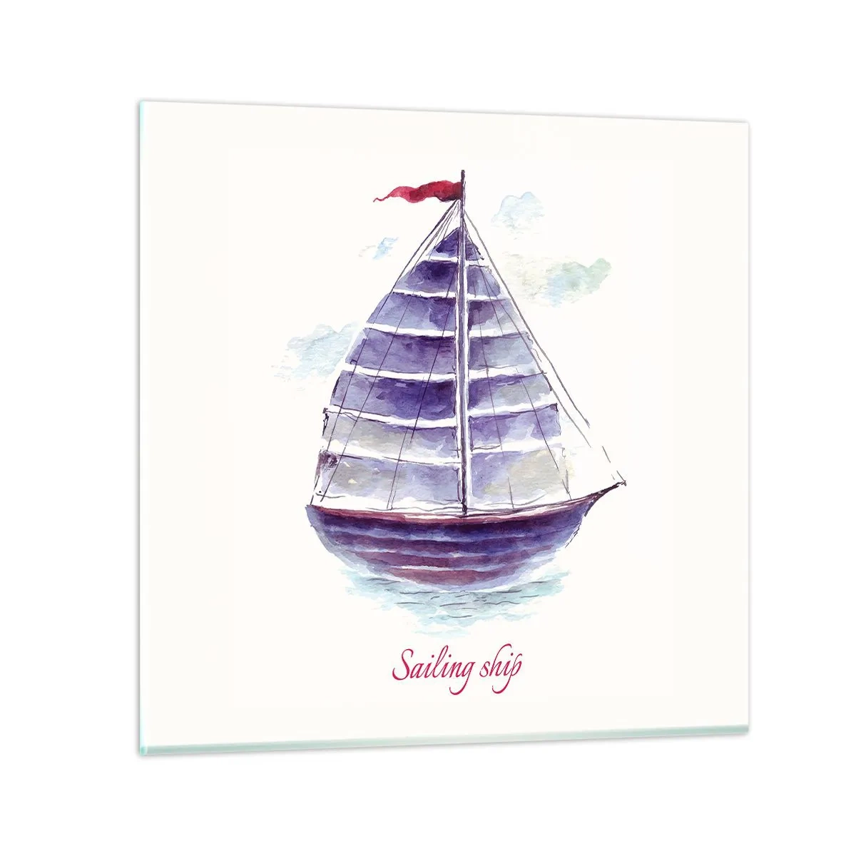 Glass picture - Full Sails And Calm Waters - 40x40 cm