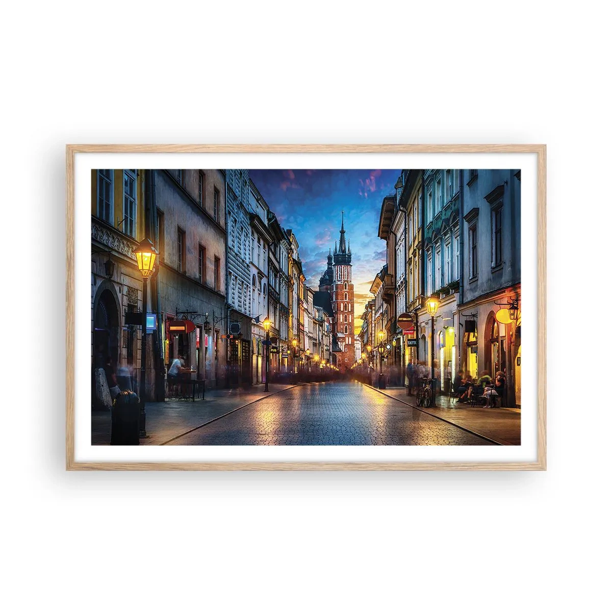 Poster in light oak frame - Charm of Cracow - 91x61 cm