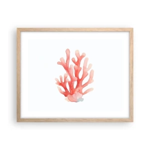 Poster in light oak frame - Coral Colour Colars - 50x40 cm