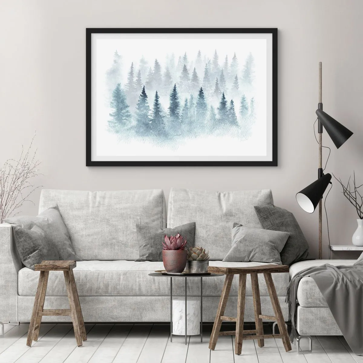 Poster in black frame - Wrapped up in a Fog - 40x30 cm