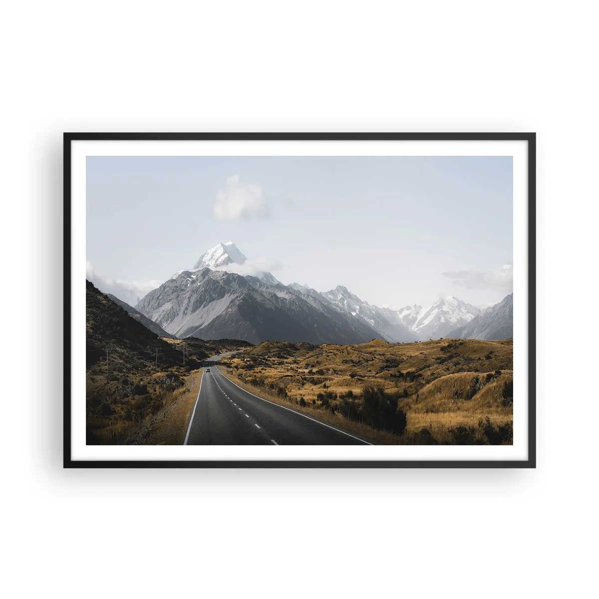 Poster in black frame - Road to the Heart of the Mountains - 100x70 cm