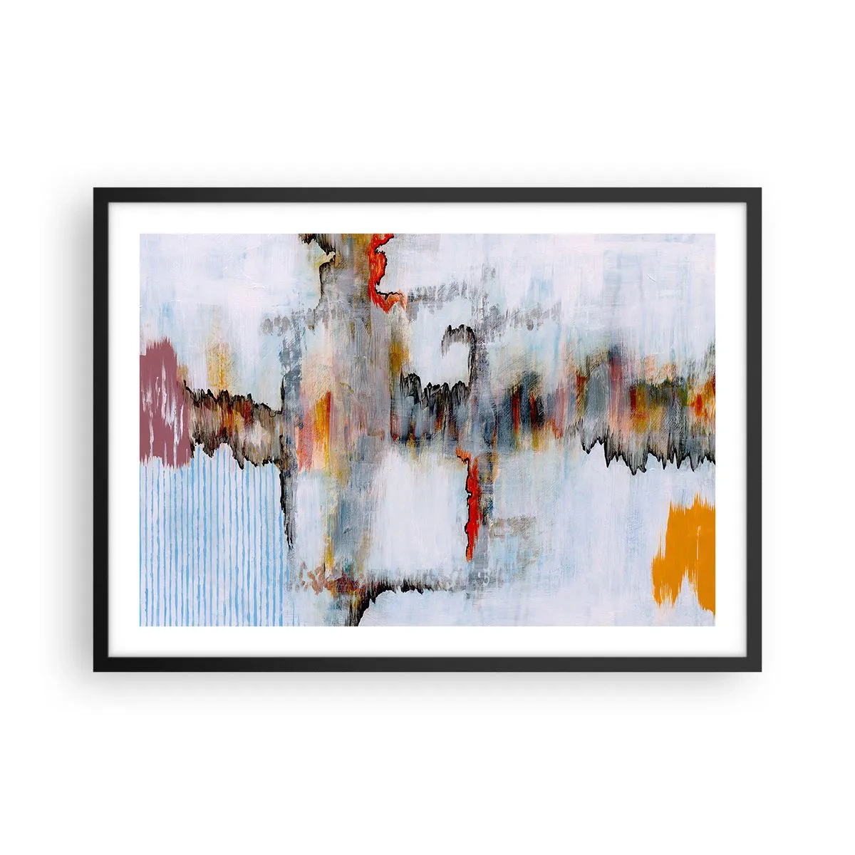 Poster in black frame - With a Stick on Water - 70x50 cm