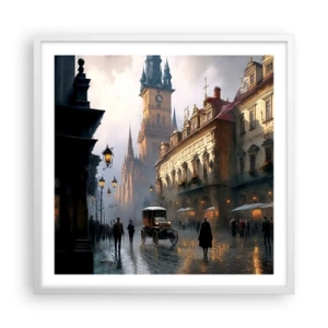 Poster in white frmae - Charm of Evening in Prague - 60x60 cm