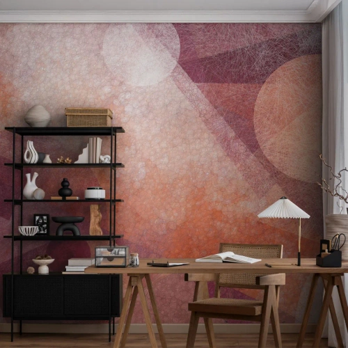 Self-Adhesive Photo Wallpaper Deluxe Sticker - Geometrical Transformation in Pink - Abstraction, Piece, Modern Pattern - 400x280 cm