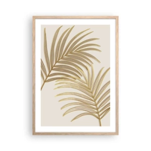 Poster in light oak frame - Golden Palm! - 50x70 cm