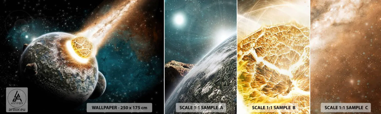 Photo Wallpaper Sample Standard Eco - Demise or Birth? - Abstraction, Cosmos, Comet - 100x30 cm