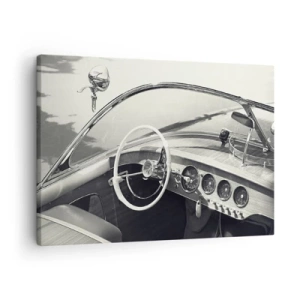 Canvas picture - Classic car interior in monochromatic style - 70x50cm - Weather for the Rich - Modern wall decoration for the living room and bedroom ARTTOR