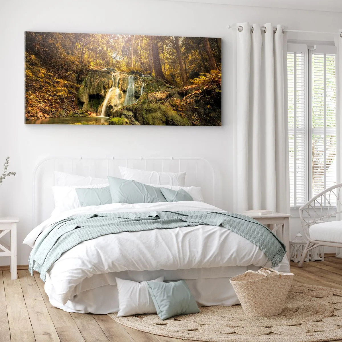 Canvas picture - Forest Cascade in Green - 90x30 cm