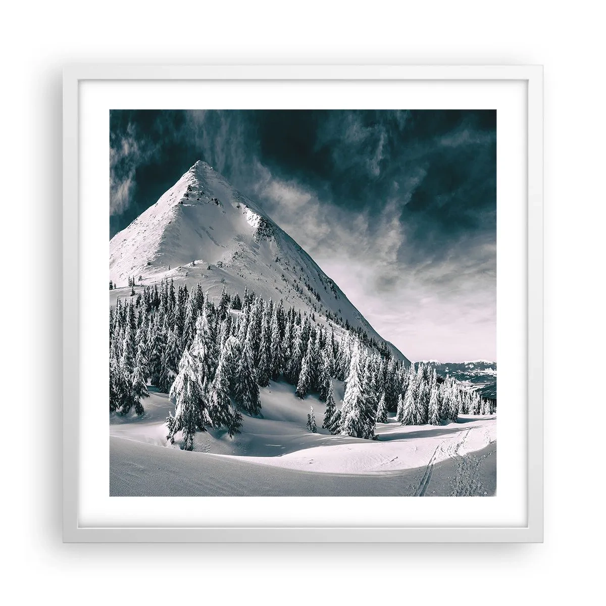 Poster in white frmae - Land of Snow and Ice - 50x50 cm