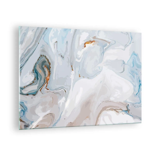 Glass picture - A subtle marble pattern in shades of blue and white - 70x50cm - White Fusion - Modern wall decoration for the living room and bedroom ARTTOR
