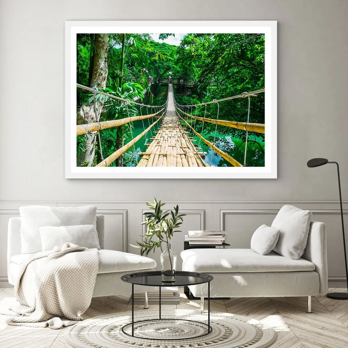 Poster in white frmae - Small Bridge over the Green - 40x30 cm