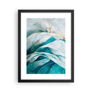 Poster in black frame - Blue Abstract with a Golden Motif - 30x40 cm