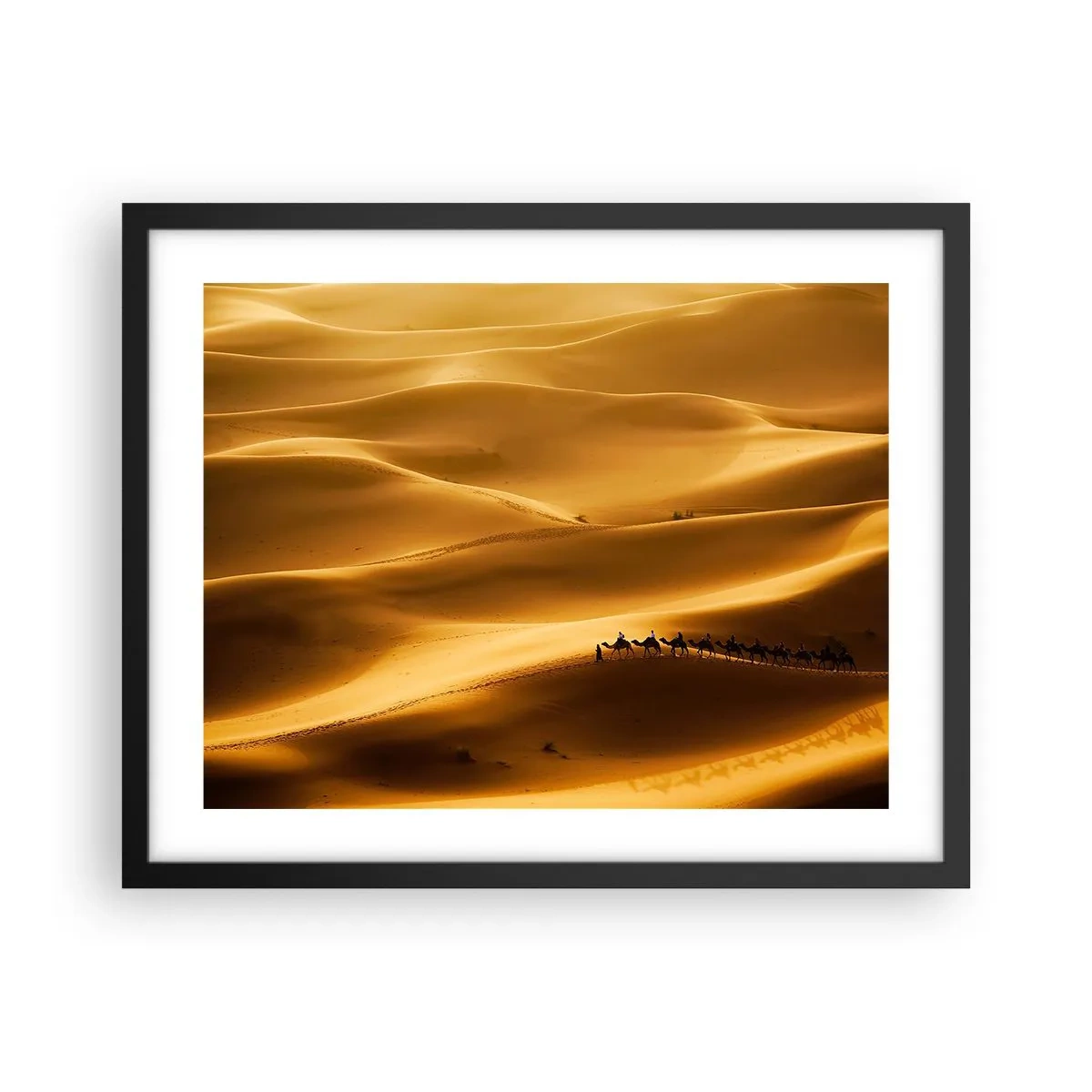Poster in black frame - Caravan on the Waves of a Desert - 50x40 cm