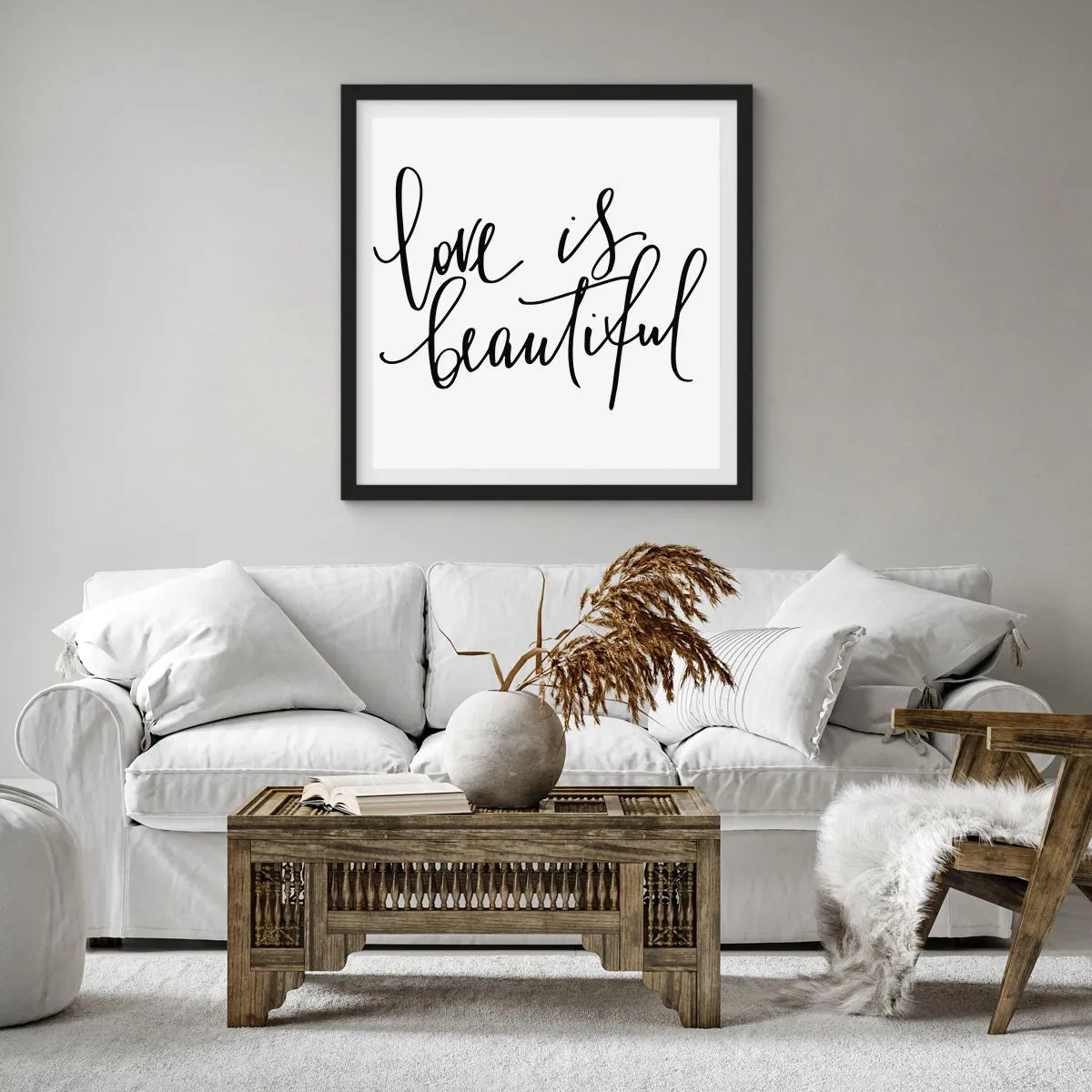 Poster in black frame - Read and Repeat - 50x50 cm