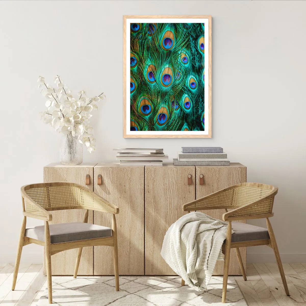 Poster in light oak frame - Peacock Eyes - 30x40 cm