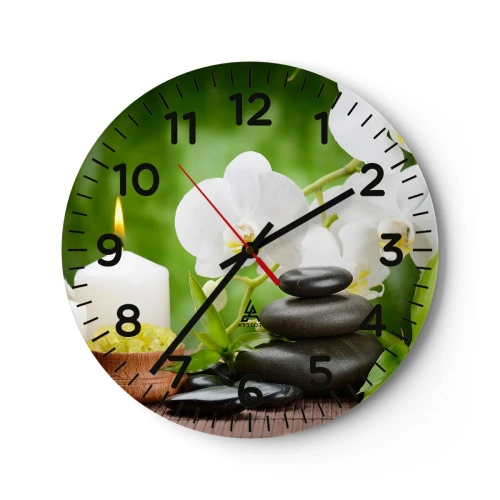 Wall clock - Clock on glass - Fragrant, Flowery, Delicate Touch - 30x30 cm