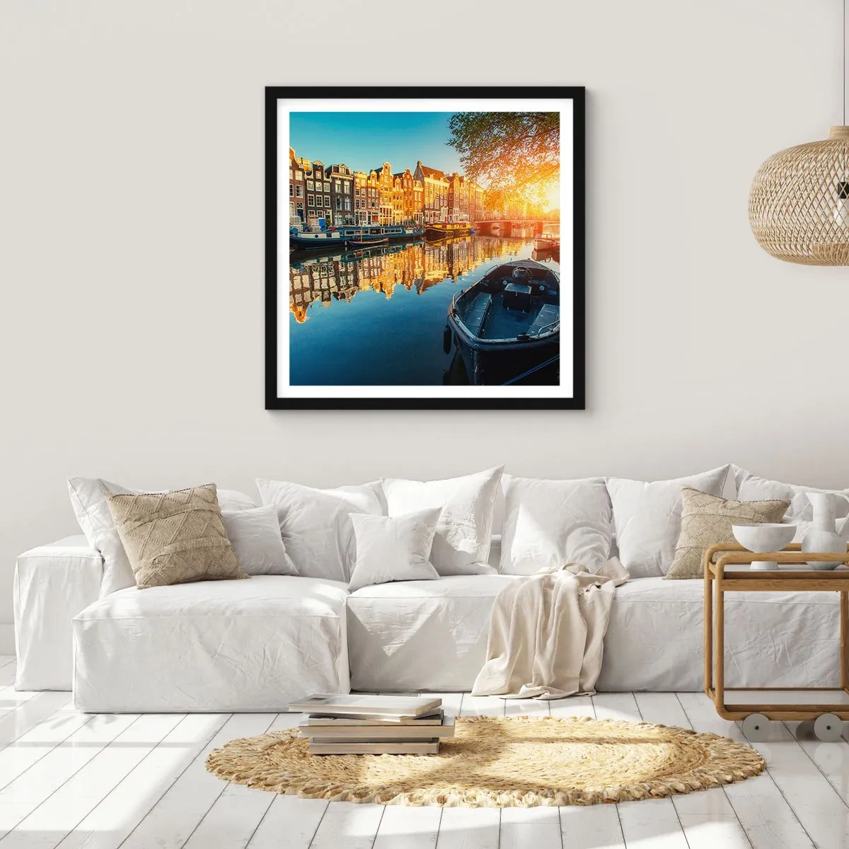 Poster in black frame - Morning in Amsterdam - 30x30 cm