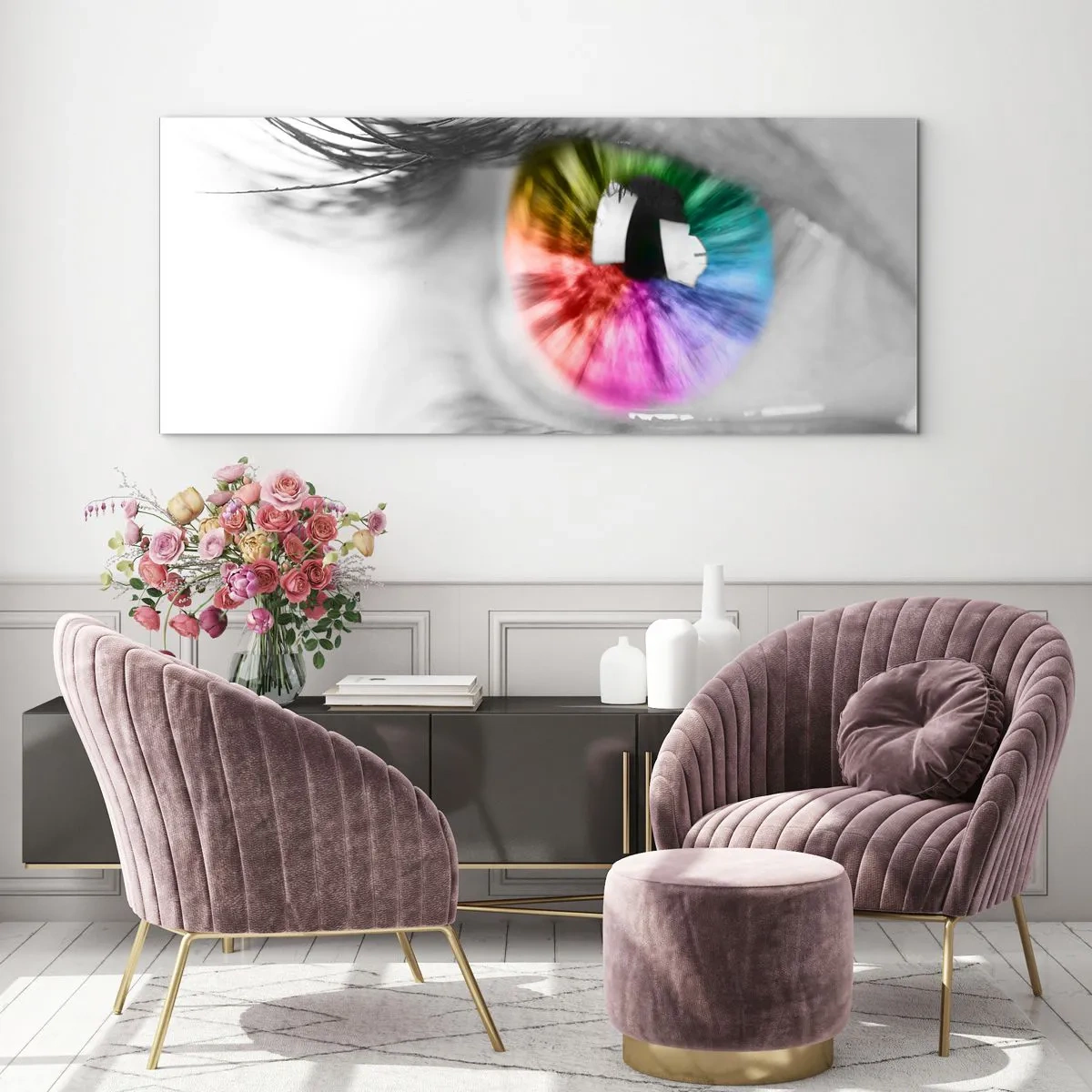 Glass picture - See the World through Coloured Glasses - 90x30 cm