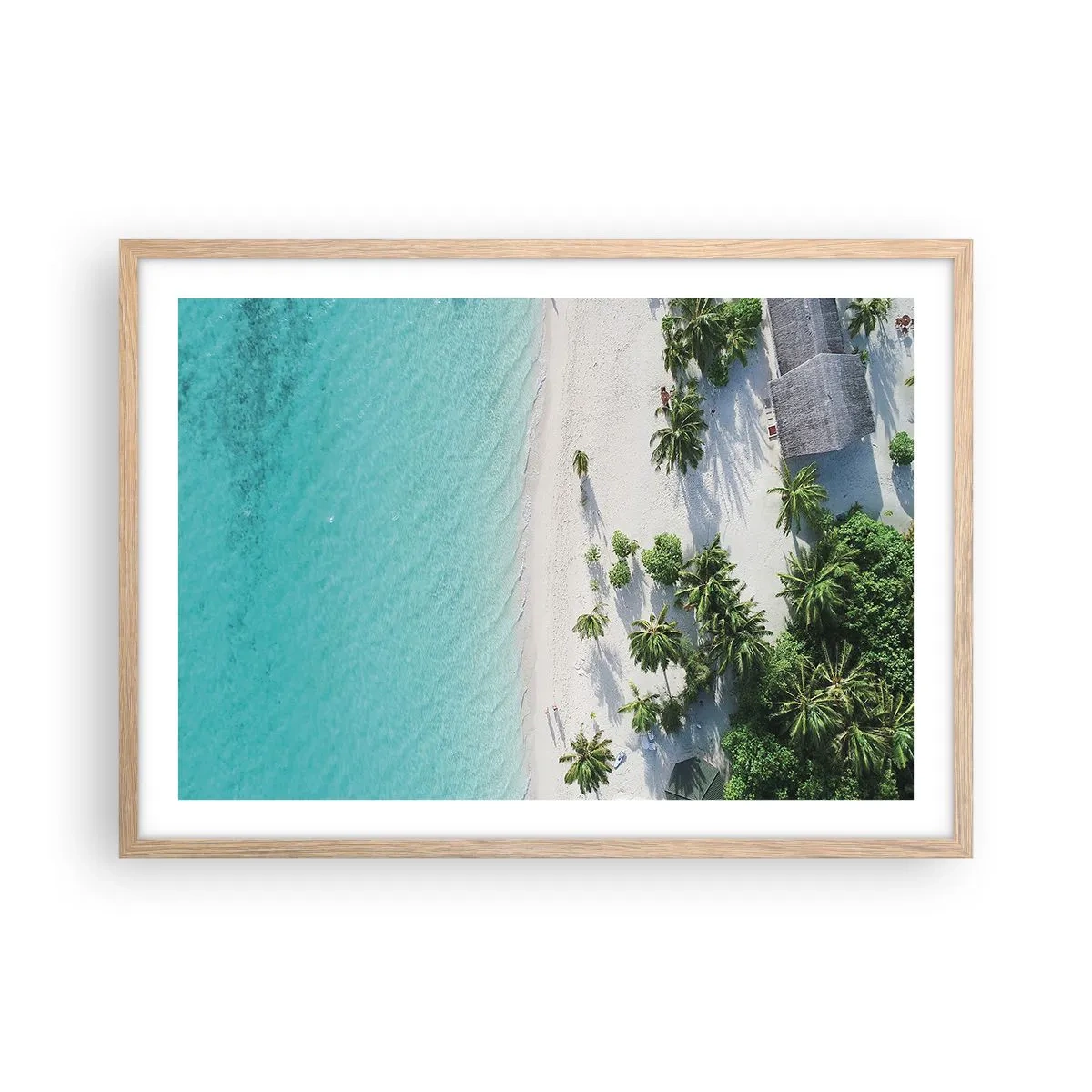 Poster in light oak frame - Holidays in Paradise - 70x50 cm
