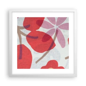 Poster in white frmae - Flower Composition in Pink - 40x40 cm
