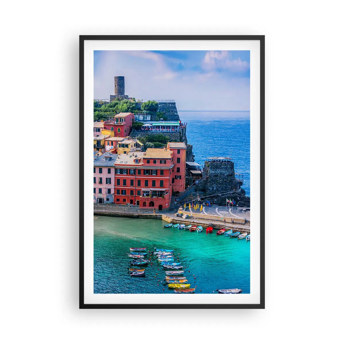 Poster in black frame - Magical Mediterranean Town - 61x91 cm