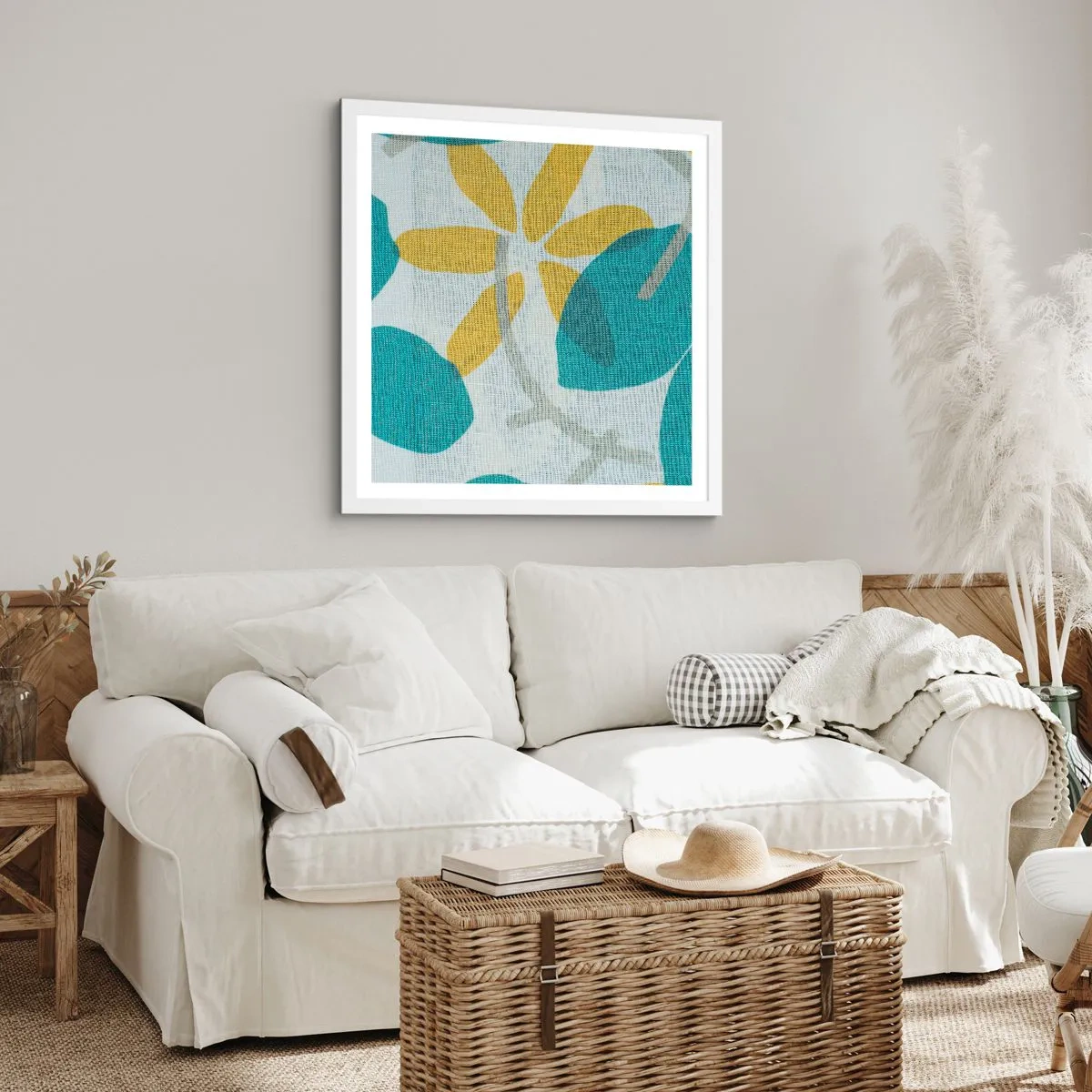 Poster in white frmae - Among Azure Leaves - 30x30 cm