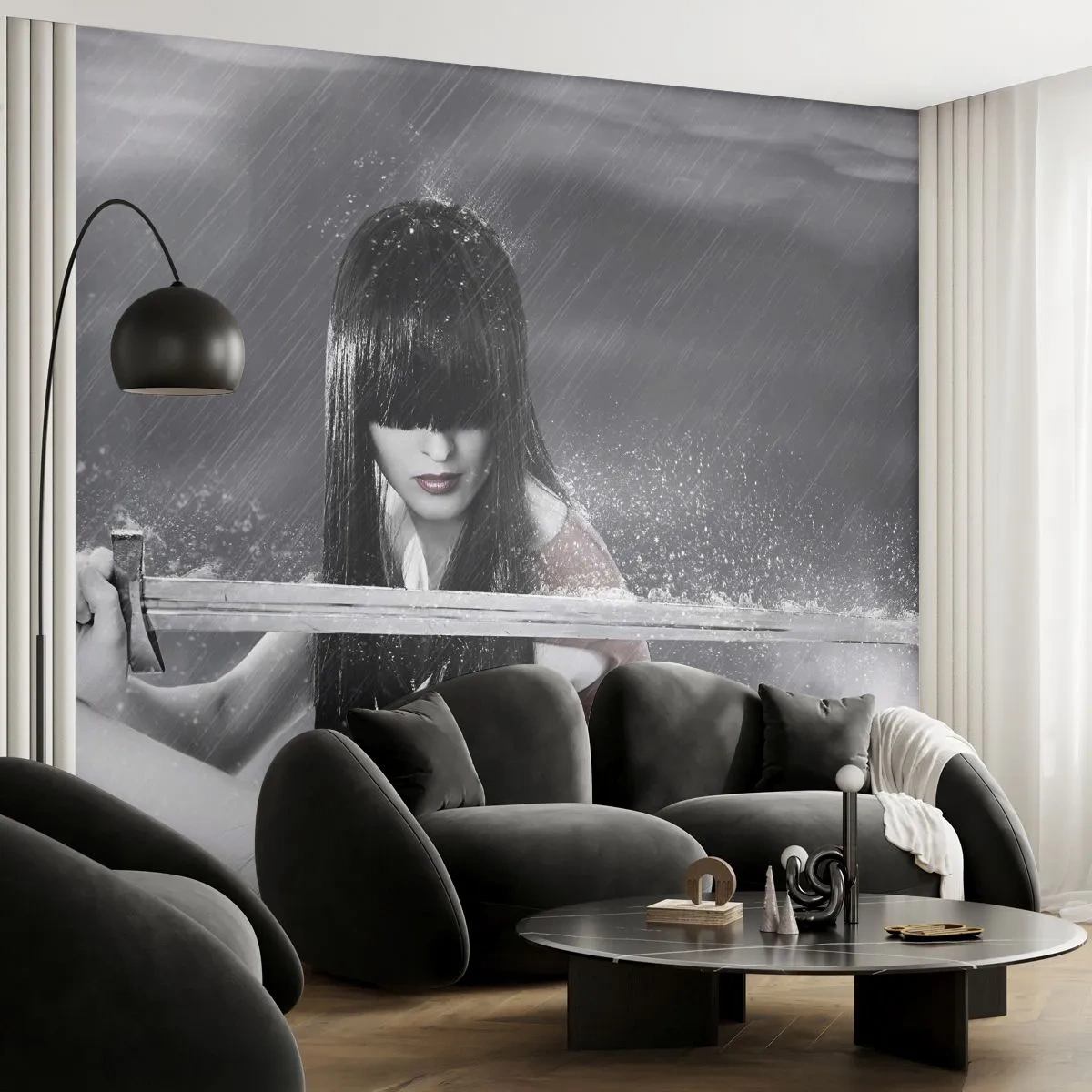 Photo Wallpaper Premium Sand - Beautiful and Dangerous - Woman, Sword, Military - 100x70 cm