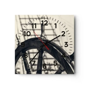 Wall clock - Clock on glass - Sea Tales - 40x40 cm