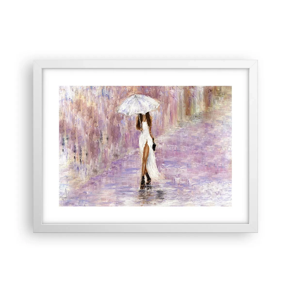 Poster in white frmae - In Liliac Rain - 40x30 cm