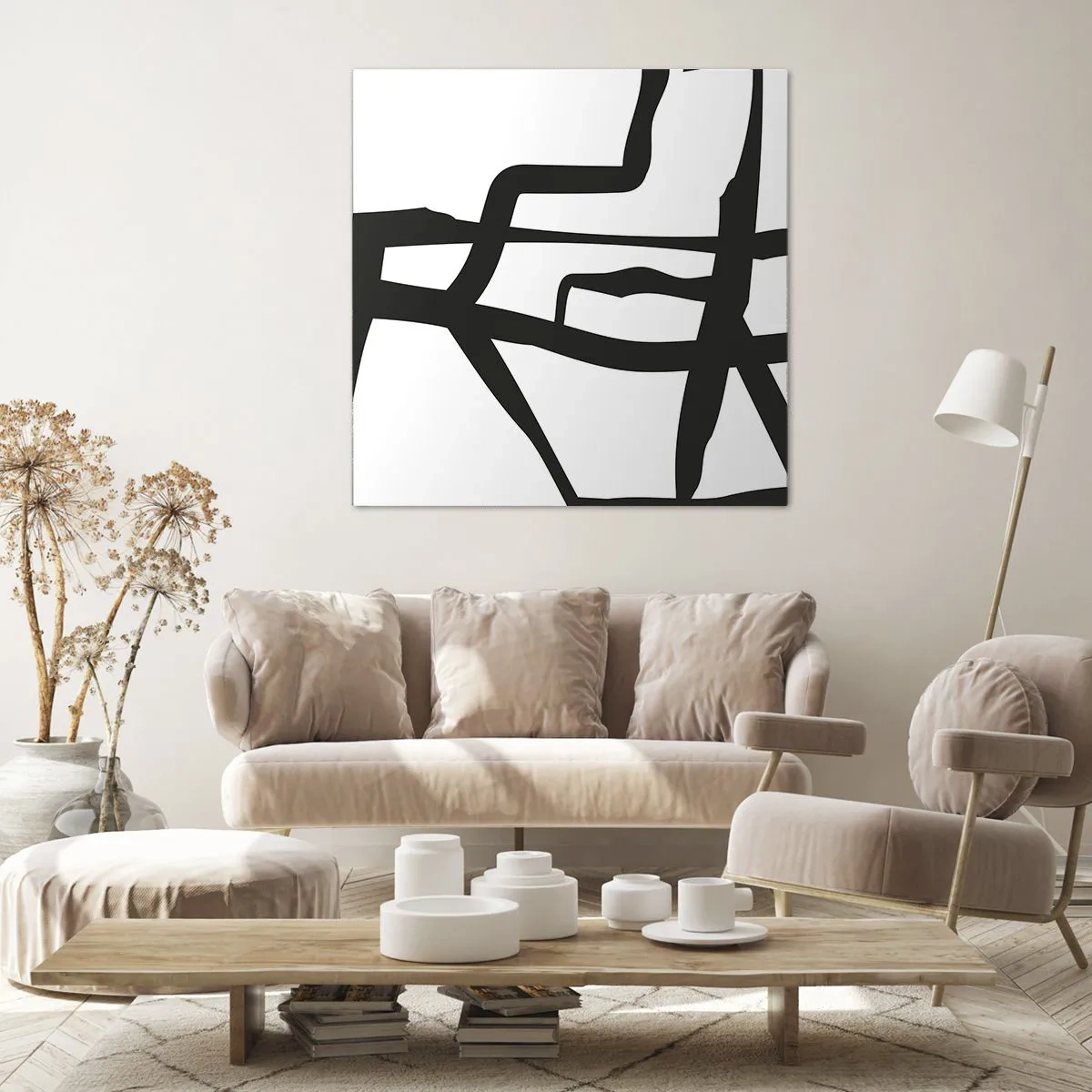 Canvas picture - Black and White Construction - 30x30 cm