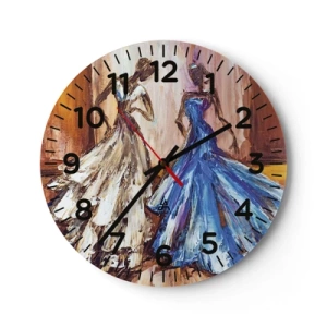 Wall clock - Clock on glass - Charming Duo - 40x40 cm