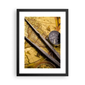 Poster in black frame - With a Compass through the Seas - 30x40 cm