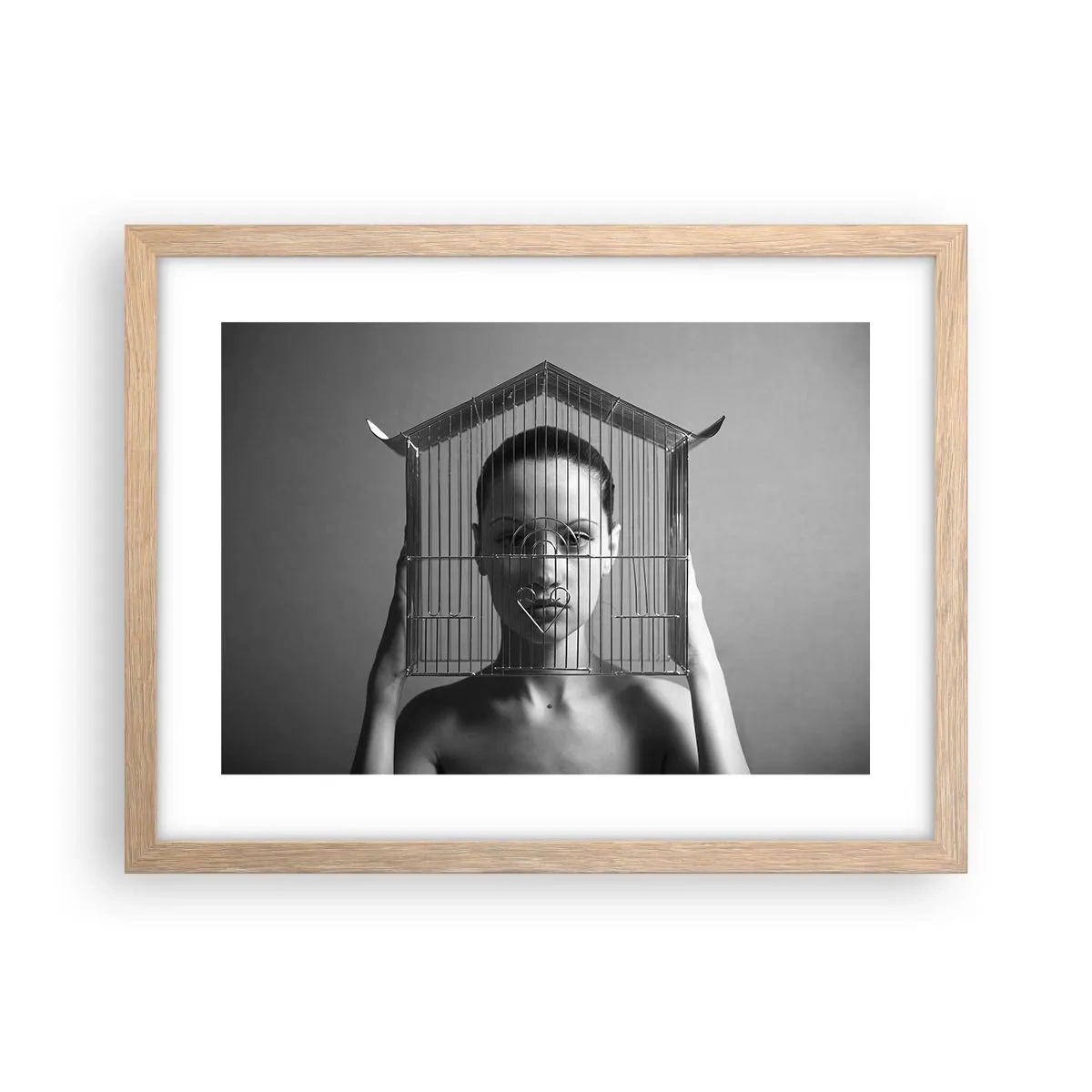Poster in light oak frame - A Bit Surrealistic Portrat - 40x30 cm