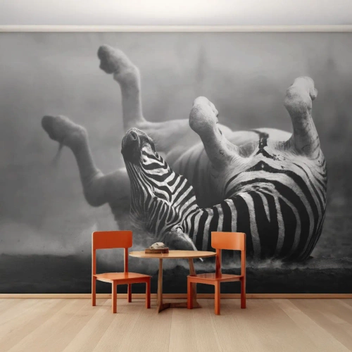 Photo Wallpaper Premium Canvas - Rolling out Laughing - Animals, Ribs, Nature - 500x350 cm