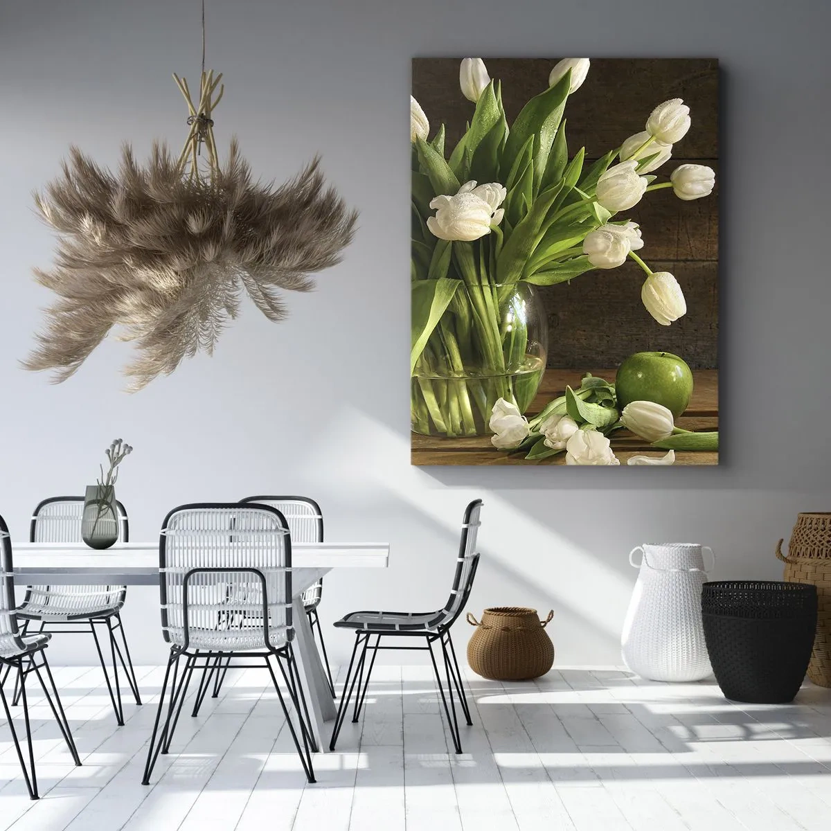 Canvas picture - Juicy and Fresh in Green and White - 65x120 cm