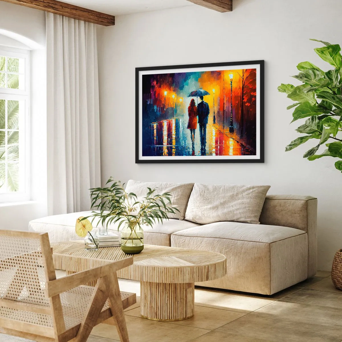 Poster in black frame - Together - Colourful Night - 91x61 cm
