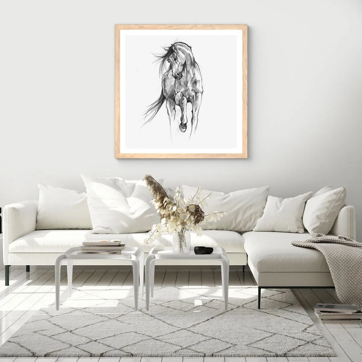 Poster in light oak frame - In a Graceful Trot - 50x50 cm