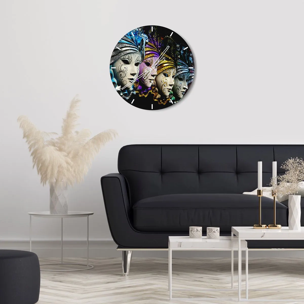 Wall clock - Clock on glass - Secret in Gold and Silver - 30x30 cm