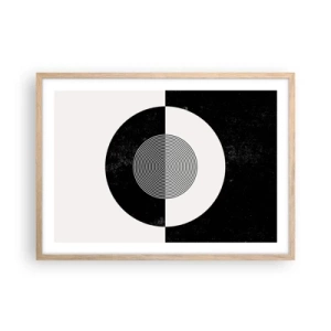 Poster in light oak frame - Harmony in Black and White - 70x50 cm