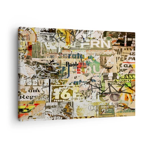 Canvas picture - A collage of fragments of newspapers and posters in an artistic style. - 70x50cm - So Much Is Going on - Modern wall decoration for the living room and bedroom ARTTOR