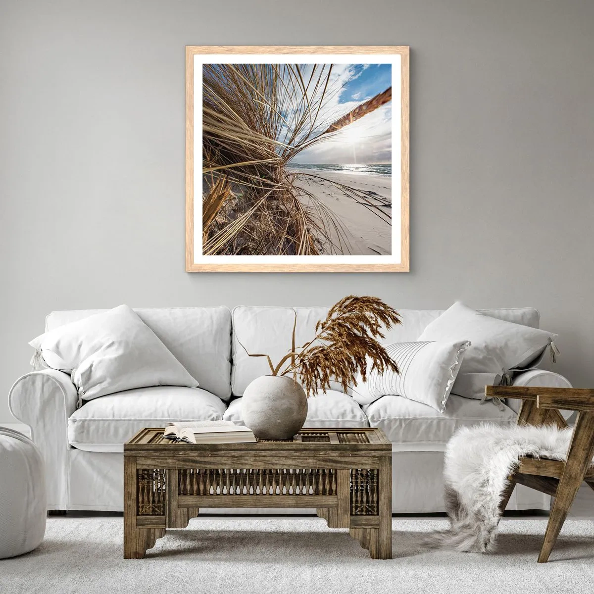 Poster in light oak frame - Enounter of the Elements - 60x60 cm