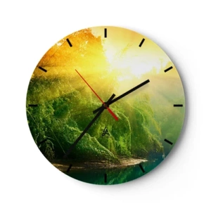 Wall clock - Clock on glass - Drowning in the Sun and Shadow - 40x40 cm